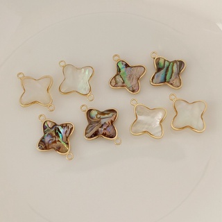จี้สร้อยคอ สร้อยข้อมือ ทองแดง ชุบทอง 14K รูปหอยเป๋าฮื้อ ใบโคลเวอร์สี่แฉก DIY