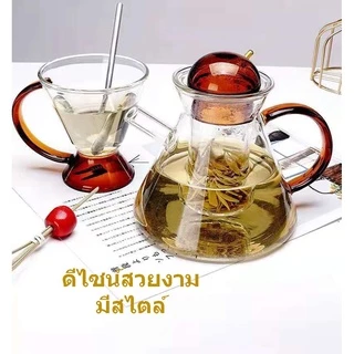 กาน้ำชา กาชงชา ความจุ 400-1500ml พร้อมกรองใบชา งานแท้100% ตั้งต้มน้ำเดือดได้ทุกใบ แก้วทนความร้อนสูง