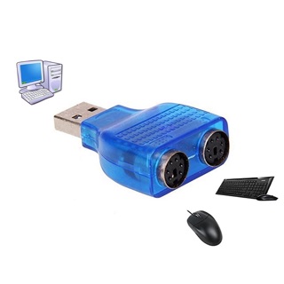 USB to PS2 Converter/Adapter,USB Type A Male to Dual PS/2 Female for Keyboard Mouse (Blue)