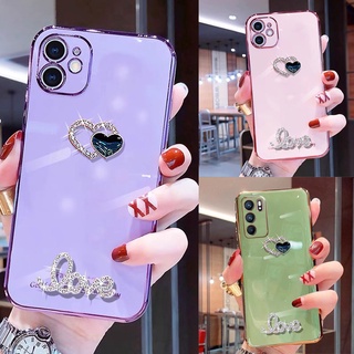 เคสโทรศัพท์มือถือชุบ ลายหัวใจ หรูหรา สําหรับ Oppo A57 2022 A96 Reno 7 7z 6 4g 5 5G 5F 4F 4 4g Lite F1S 2F 2Z A96 A76 A5S A12 A7 A96 A76 A94 A9 A5 A15 A15S