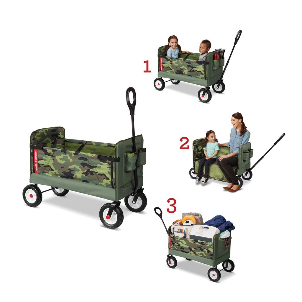 Radio Flyer 3-in-1 Camo Wagon - Folds Flat For Storage, Holds 150lbs - Perfect For Kids, Beach, Or Yard Work