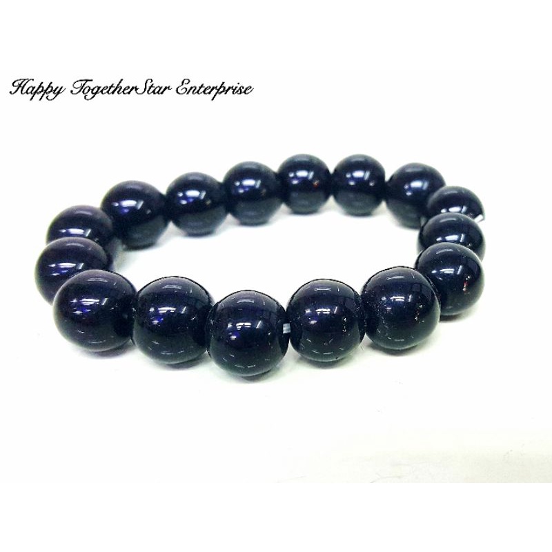 BLACK BEADS BRACELET BLACK Bead BRACELET พื้นผิวมันเงา