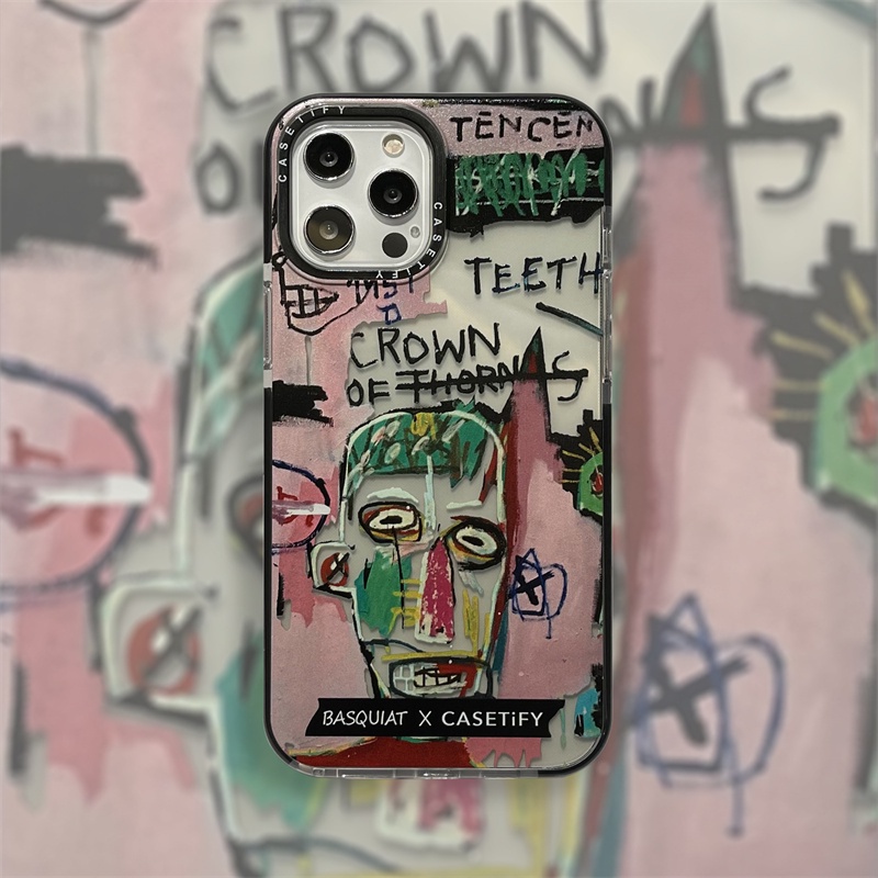 With Packing CASETify X BASQUIAT Green Graffiti Clear Inspired Color Design iPhone 13 Pro Max Mini 12 Pro Max Mini 11 Pr