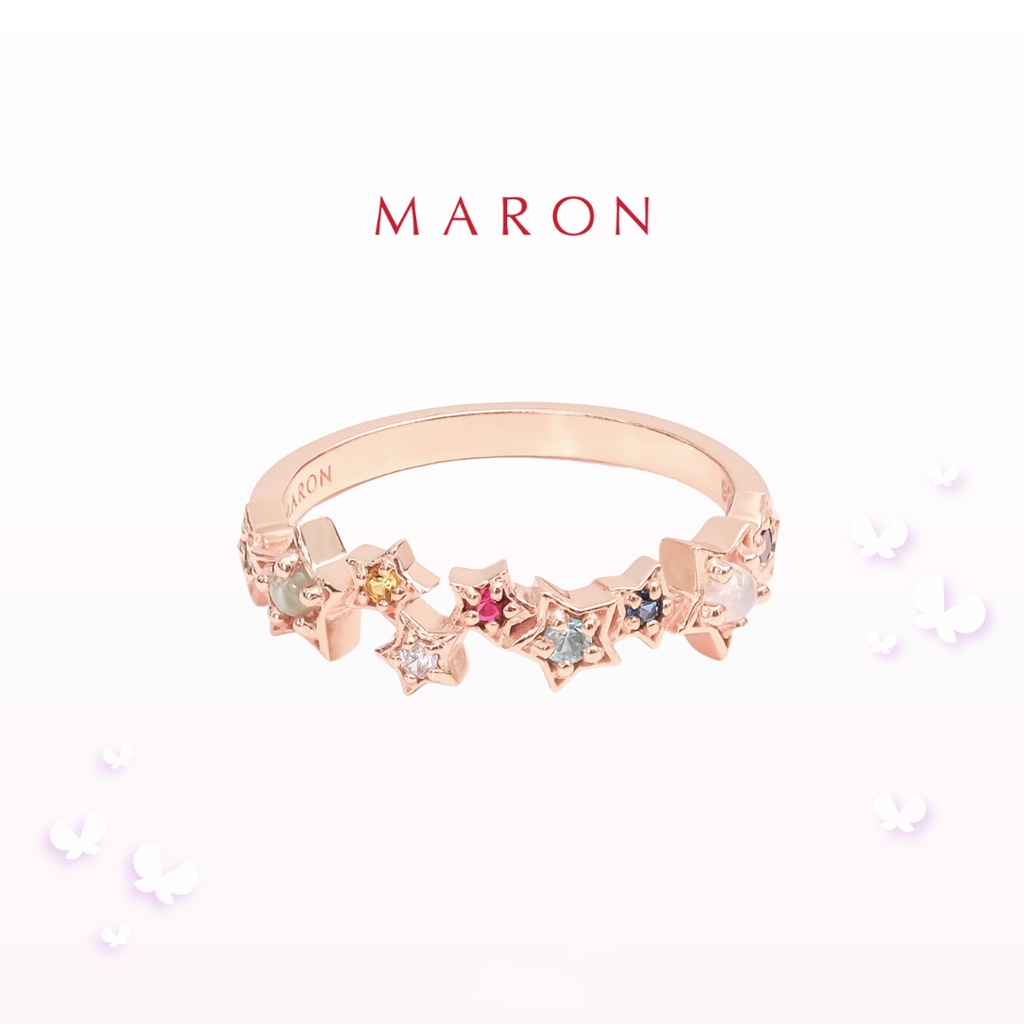 MARON - Nine Lucky Stars Eternity Ring ชุบสีโรสโกลด์ แหวนดาวนพเก้า เสริมดวง เงินแท้925