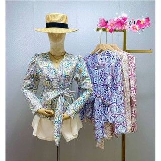 เสื้อผูกเอวผ้าพิมพ์ลายเนื้อนิ่ม