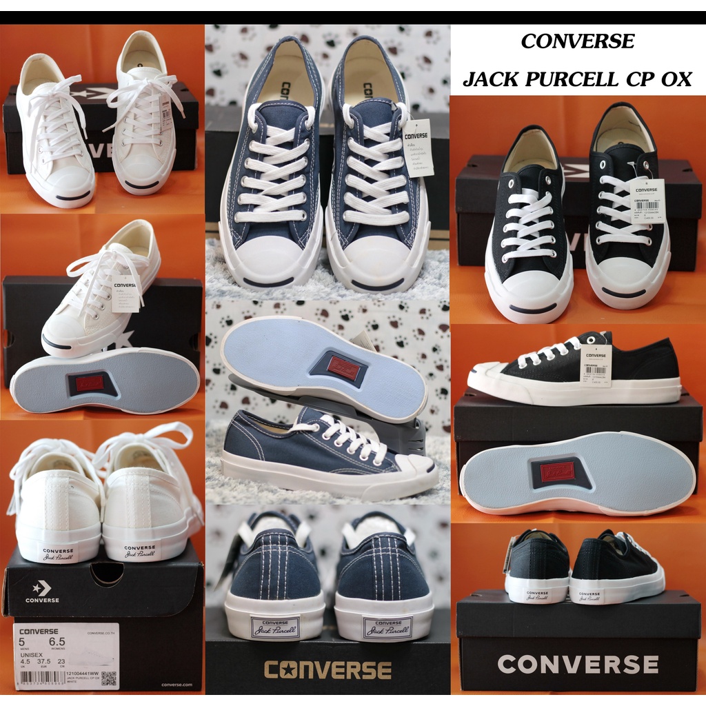 CONVERSE รุ่น JACK PURCELL CP OX WHITE/ BLACK/ NAVY รองเท้าผ้าใบ แฟชั่น สีขาว/ สีดำ/ สีกรมท่า มือ1 ของแท้100% พร้อมส่ง