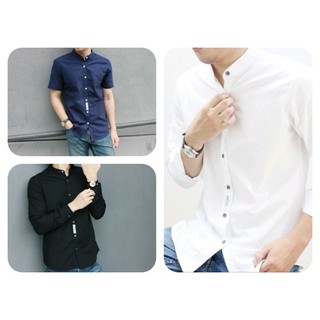 เสื้อเชิ้ตคอจีน   ผ้า Oxford by bonne.chance สีพื้น