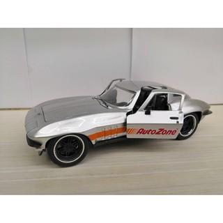 โมเดลรถยตน์ 1966 CHEVOLET CORVETTE 1:24 model car toy car diecast car ทำจากเหล็ก สัดส่วน 1:24 ประตู NO.96799(SILVER)