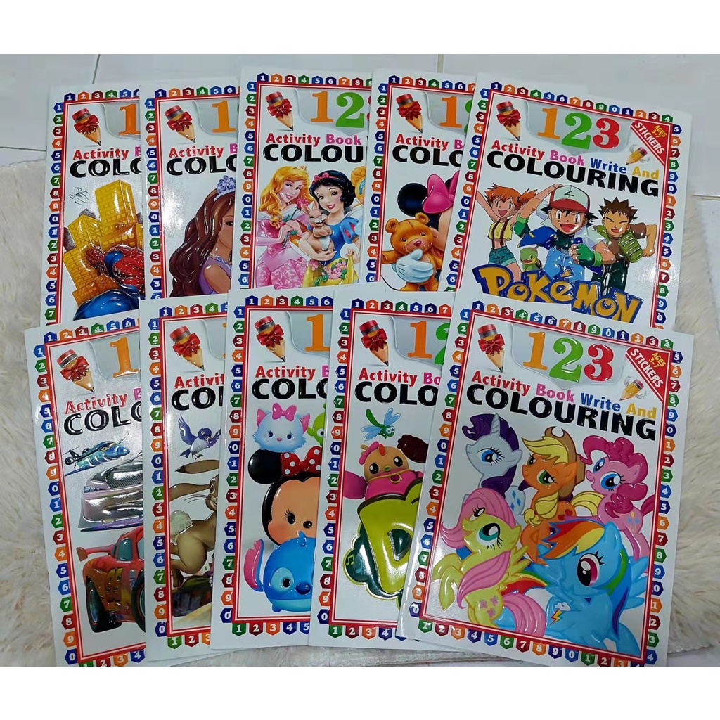 123 หนังสือกิจกรรมการ์ตูนหนังสือสติกเกอร์หนังสือการคํานวณหนังสือวาดภาพสําหรับเด็ก