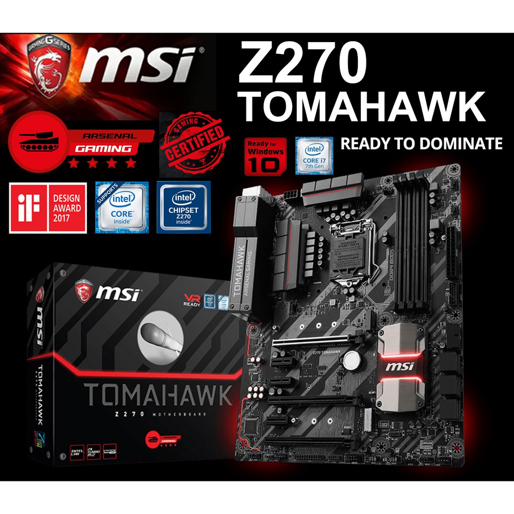 Mainboard INTEL MSI Z270 TOMAHAWK (Socket 1151) มือสอง พร้อมส่ง แพ็คดีมาก!!! [[[แถมถ่านไบออส]]]