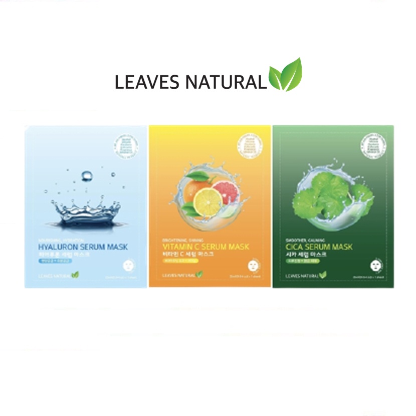 LEAVES NATURAL Serum Mask มาส์กหน้าสูตรอ่อนโยน ฟื้นฟูผิวได้ตรงจุด