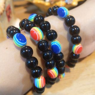 ‼️SALE‼️ สร้อยข้อมือ black and rainbow มือ1