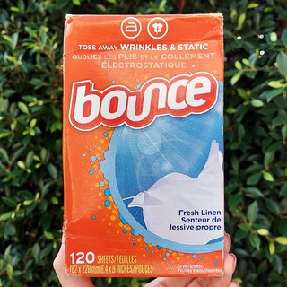 แผ่นอบผ้า ลดรอยยับ กลิ่นหอมสดชื่น Fresh Linen Fabric Softener Dryer Sheets 120 sheets (Bounce®)