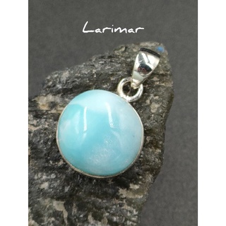 🌊 จี้ ลาริมาร์ สีน้ำทะเล สวยๆ บนเรือนเงินเเท้ 925 ( Larimar Pendant )🌸 ขนาด 18×18×10 มม. ไม่รวมข้อ✨ ตัวเรือนเงินเเท้ 925