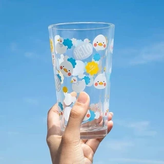 -แก้ว 💗 ถ้วยนมลายเป็ดน้อยน่ารัก 💗 ความจุ 450ml แถมหลอดและฝาปิด! สไตล์เกาหลี🌈ส่งจากไทย🌈
