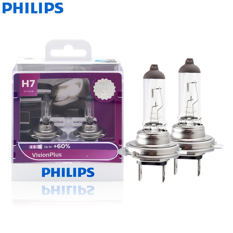 (แพ็คละ 2 หลอด) PHILIPS Headlights Bulbs Vision Plus หลอดไฟหน้า หลอดไฟหน้ารถ H4 H11 ความสดใสให้กับ +