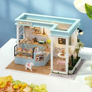 พร้อมส่ง บ้านตุ๊กตา DIY Smile Eatery มีฝาครอบกันฝุ่น