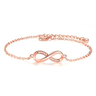 KR-347 สร้อยข้อมืออะไหล่ Rose Gold รูป infinity ประดับเพชรสวิสใส่แล้วดูหรูหรา