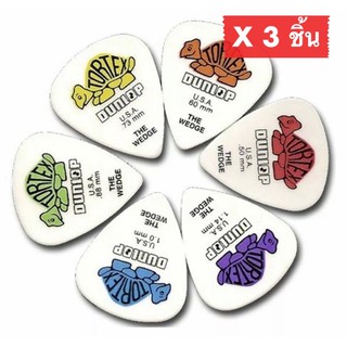 ปิ๊กกีตาร์ 3ชิ้น แท้ 100% ปิ๊กกีต้าร์ Jim Dunlop Tortex Wedge Guitar Picks 42