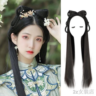 โบราณ Hanfu วิกผมกระเป๋าเครื่องแต่งกายโบราณผม Bun ทรงผมหญิงเต็มหมวก All-in-one วิกผมขี้เกียจผมวงมือพิการรูปร่าง