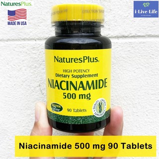 ไนอาซินาไมด์ วิตามินบี 3 Niacinamide 500 mg 90 Tablets - Natures Plus