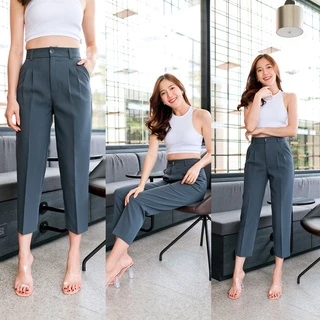 🍒ไอด้า7ส่วน🍒กางเกงเอวสูง7ส่วนขากระบอก/ผ้าไอด้า/ซิปหน้าไซส์S-2Xl