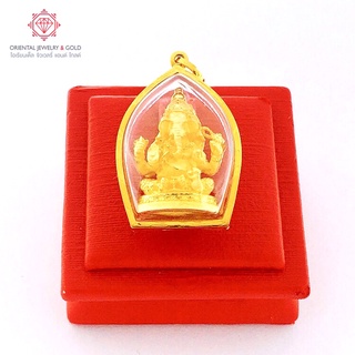 OJ GOLD พระพิฆเนศ 3 เศียร จี้ทองแท้ 90% กันน้ำ มีใบรับประกัน  จี้ทอง จี้ทองคำแท้ จี้พระ