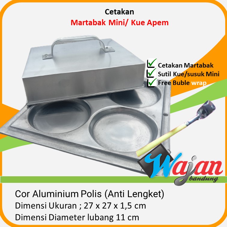 Mini Martabak Mold Pan Terang Bulan Mini 4 Holes Plus Lid