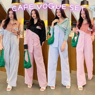 🇰🇷 Korea style Cafe Vogue Set Yunaka ชุดเช็ทเสื้อ+กางเกงขายาว เซ็ทมินิมอล เซ็ต 2 ชิ้น ใส่ไปคาเฟ่ เสื้อผ้าแฟชั่นผู้หญิง