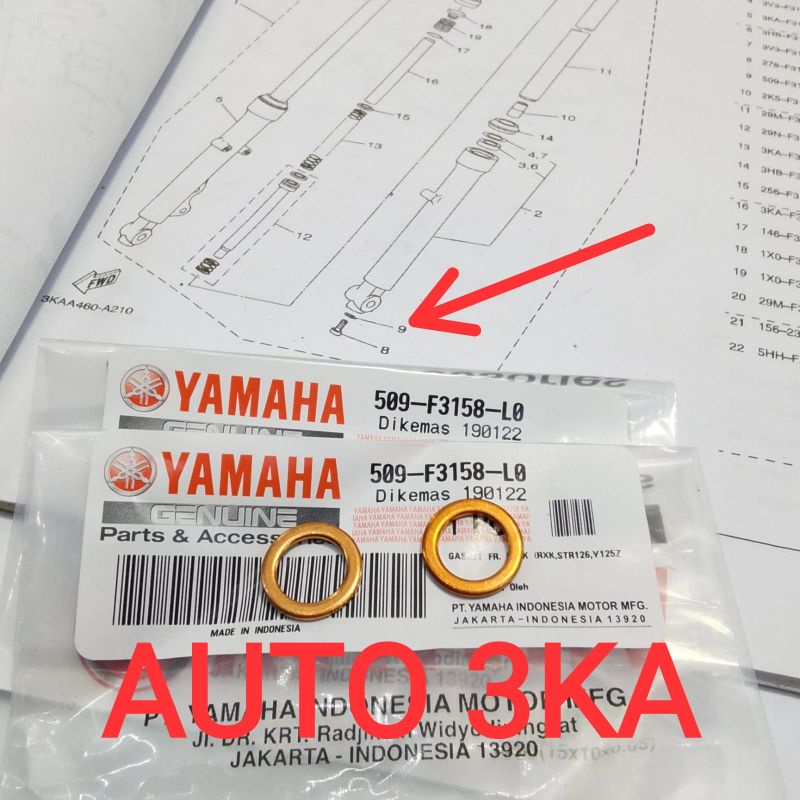 COPPER RING GASKET SHOCK TUBE BOLT RXKING RXS RXZ Y125Z 509-F3158-L0