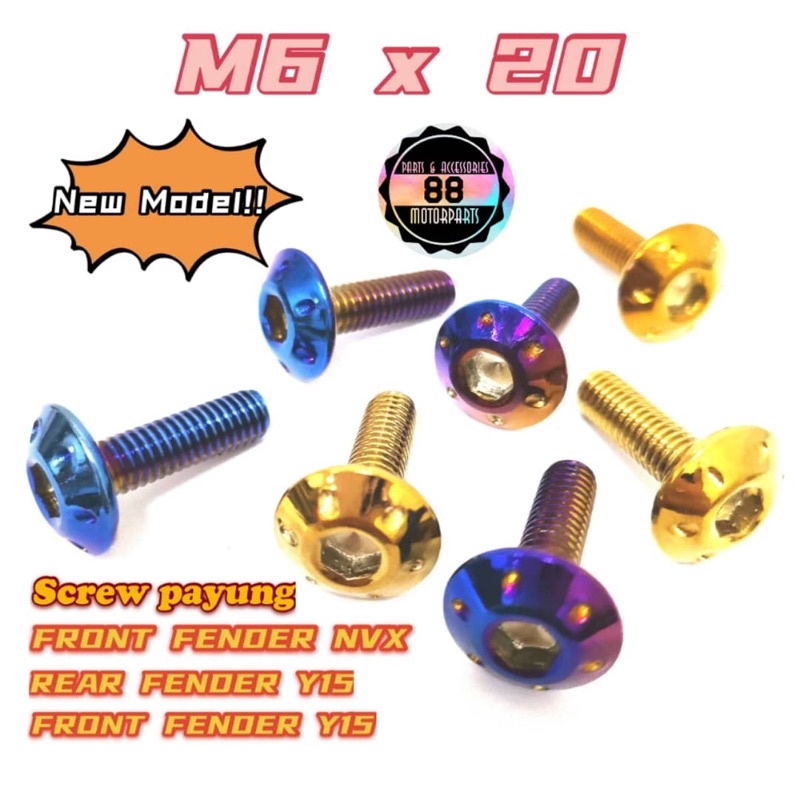 SCREW ALLOY M6 X 20 Y15 / NVX 155 / REAR FENDER / ฝาครอบด้านหลัง / FENDER / FRONT MUDGUARD [ M6X20 ]