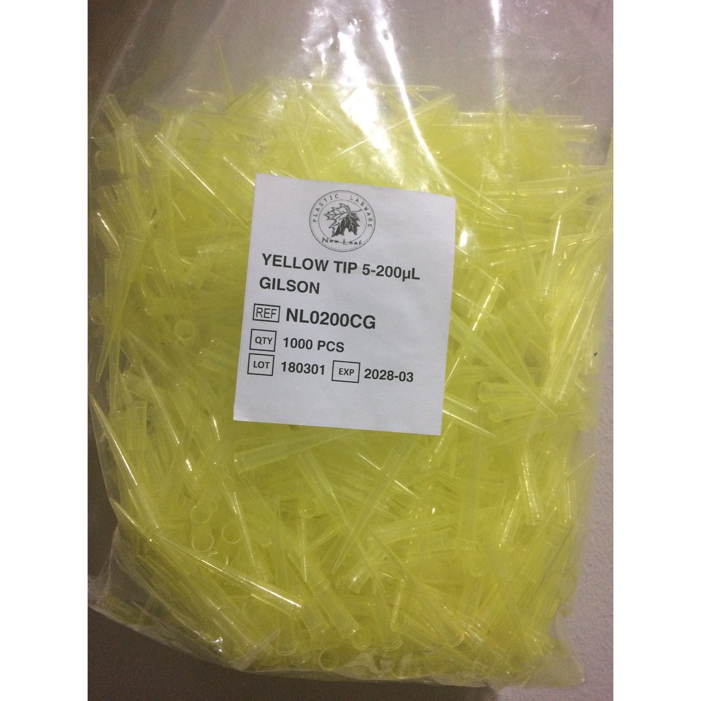 Pipette Tip (Yellow tip) 200uL ขนาดบรรจุ 1000 ชิ้น/ถุง มีพร้อมส่ง