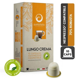 (เซ็ต 50 กล่อง x10 แคปซูล) Punto Italia Espresso กาแฟแคปซูล LUNGO CREMA สำหรับเครื่อง Nespresso®