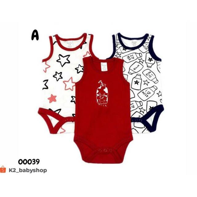MERAH BABY BB-BABY BODYSUIT VEST 1 PAC CONTAINS 3 RED MOTIFS CODE A 00039