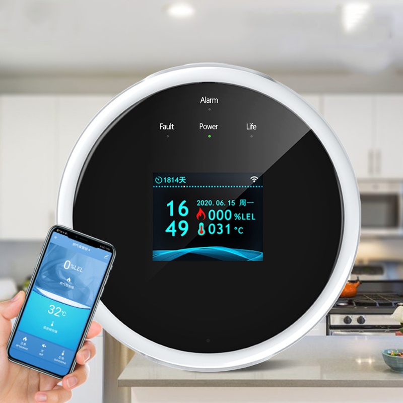 เครื่องตรวจจับกลิ่น Smart WIFI Gas Leak Detector APP Remote Alert Gas