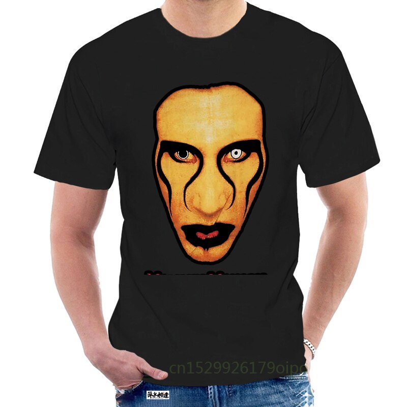 เสื้อยืดลำลองเสื้อยืด ผ้าฝ้าย 100 ลาย Marilyn Manson Close Up สไตล์คลาสสิก สําหรับผู้ชาย 062478 GildanS to4XL