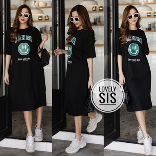 Lovely sis เดรสผ้ายืดแขนสั้น แต่งสกีนT-Shirtnista