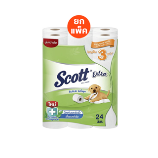 SCOTT EXTRA Super Jumbo Roll Tissue สก๊อตต์ เอ็กซ์ตร้า กระดาษชำระ ความยาวสามเท่า หนา 2 ชั้น 24 ม้วน