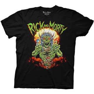 ROUND คอลูกเรือเสื้อยืด ลายแม่มด Rick and Morty Nuclear Ghoul สําหรับผู้ใหญ่-4XL