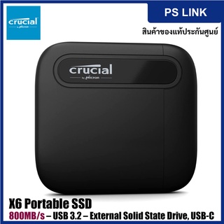 Crucial X6 portable SSD (500GB) Up to 800MB/s – USB 3.2 External SSD, USB-C เอสเอสดีพกพา (CT500X6SSD9)