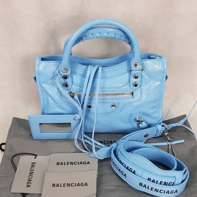 balenciaga mini city bag blue