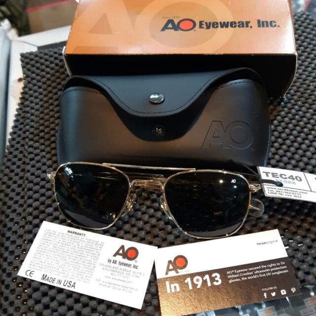 แว่นตา แว่นกันแดด AO EYEWEAR Inc 52 Gold เลนส์เขียว UV cut Shopee