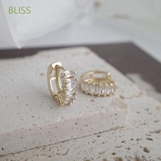 Bliss ต่างหูห่วงประดับคริสตัลทรงกลมเครื่องประดับแฟชั่นสตรี