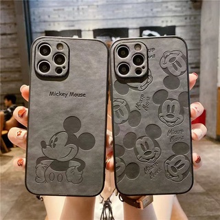 เคสไอโฟน เคสโทรศัพท์มือถือหนังลายการ์ตูน Disney Mickey สําหรับ For iPhone 13 11 12 Pro Max iPhone  Xr 8  Xs  Pro