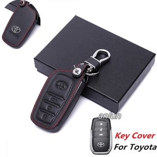 【Ready Stock】ปลอกกุญแจรถยนต์หนังแท้ 3 ปุ่มสําหรับ Toyota Fortuner Revo Innova (Smart Key)