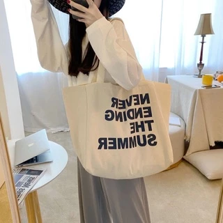 【Zipper + Inner Pocket】กระเป๋าสะพายไหล่ ผ้าแคนวาส ความจุขนาดใหญ่ สไตล์เกาหลี สําหรับผู้หญิง