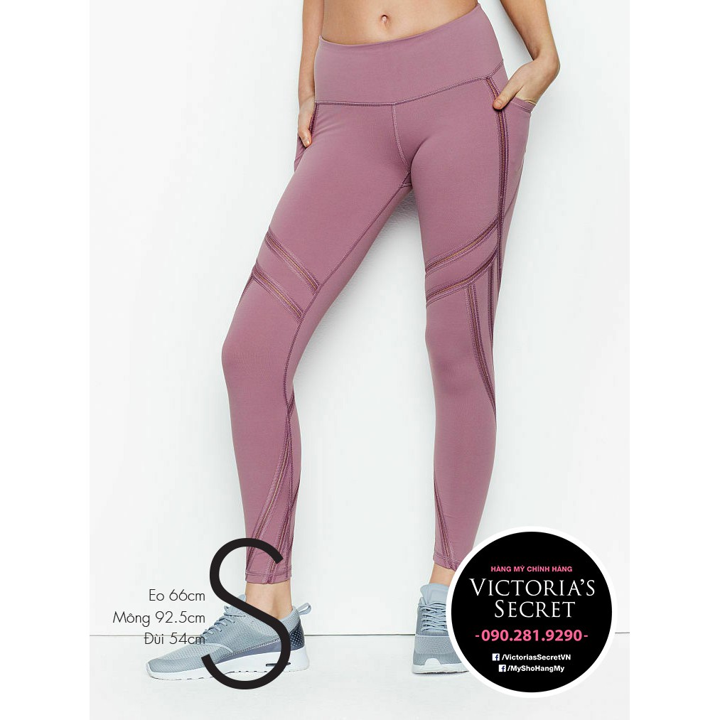 (Size S 07) กางเกงกีฬาเอวสูง Knockout Mauve ยางยืด - นําเข้าจาก Victorias Secret USA
