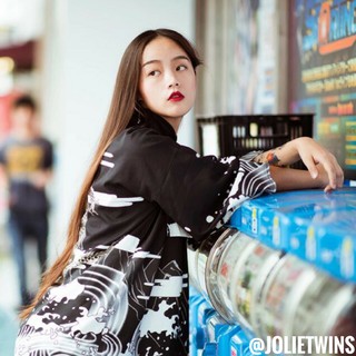 [พร้อมส่ง❣️] PP เสื้อคลุมกิโมโน มีสีขาวและดำ (ขายปลีกและส่ง) jolietwins haori ฮาโอริ