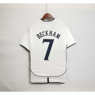 เสื้อกีฬาแขนสั้น ลายทีมชาติฟุตบอล Eng-lan BECKHAM GERRARD 2002 ชุดเหย้า คุณภาพสูง สไตล์เรโทร