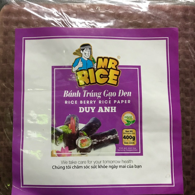 ใบเมี่ยงญวน แป้งสลัดโรล แผ่นแป้งเวียดนาม ตรา Mr.Rice (แป้งข้าวไรซ์เบอร์รี่) ขนาด 22x22 cm. 500 g.